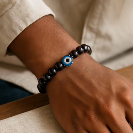 Evil Eye Energy Bracelet with Black Obsidian – for Protection & Positivity