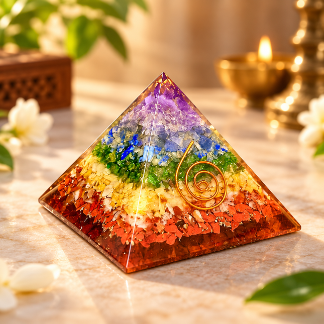 7 Chakra Orgone Pyramid – for Balance & Positivity