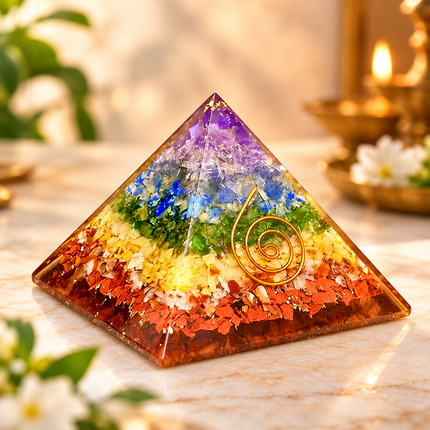 7 Chakra Orgone Pyramid – for Balance & Positivity