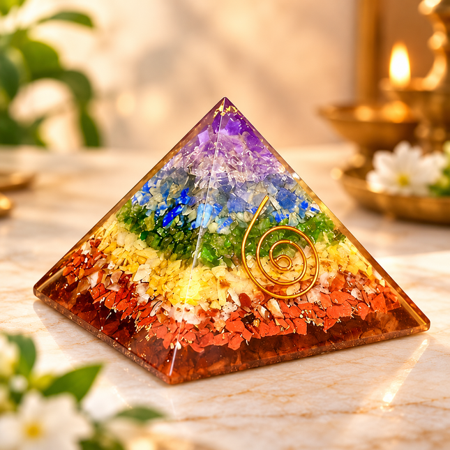 7 Chakra Orgone Pyramid – for Balance & Positivity