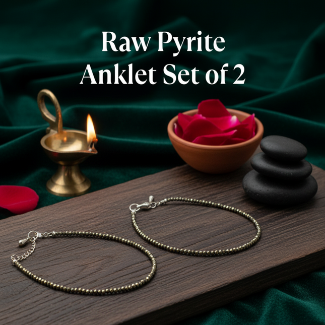 Raw Pyrite Anklet Set Of 2 – for Wealth & Prosperity