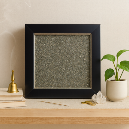 Raw Pyrite Dust Frame – for Wealth & Prosperity