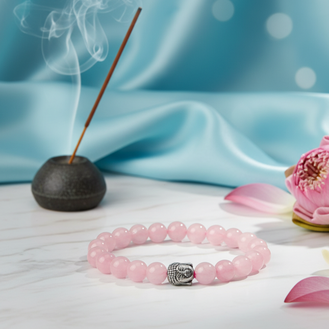 Rose Crystal Band with Buddha – for Love & Harmony