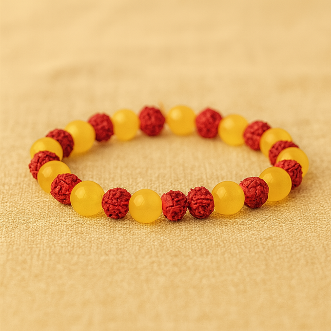 Siddh Yellow Aventurine Rudraksha Band – for Protection & Positivity