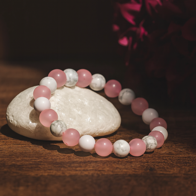 Rose Quartz & Howlite Bracelet – for Love & Calm