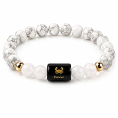 Cancer Howlite Bracelet with Charm – Kark Rashi, for Calm & Positivity