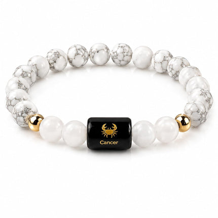 Cancer Howlite Bracelet with Charm – Kark Rashi, for Calm & Positivity