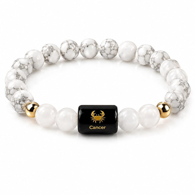 Cancer Howlite Bracelet with Charm – Kark Rashi, for Calm & Positivity