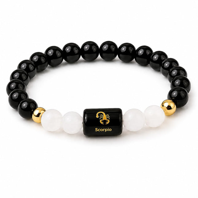 Scorpio Obsidian Bracelet with Charm – Vrishchik Rashi, for Protection & Positivity