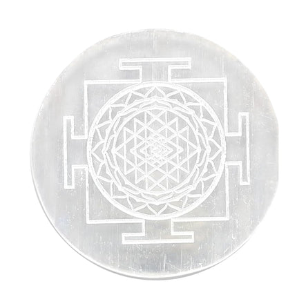 Shree Yantra Selenite Plate – for Wealth & Prosperity