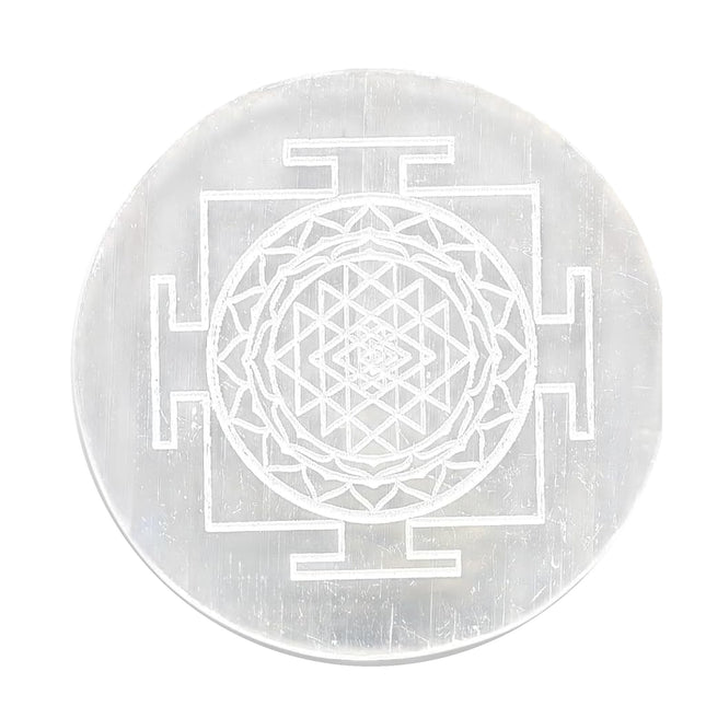 Shree Yantra Selenite Plate – for Wealth & Prosperity