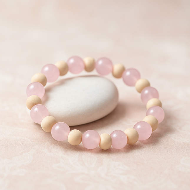 Rose Quartz & Tulsi Bracelet – for Love & Harmony