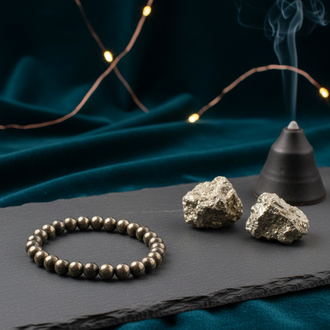 Women's Pyrite Band (6mm Beads) – for Wealth & Prosperity