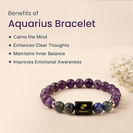 Aquarius Zodiac Amethyst & Lapis Lazuli Band – benefits