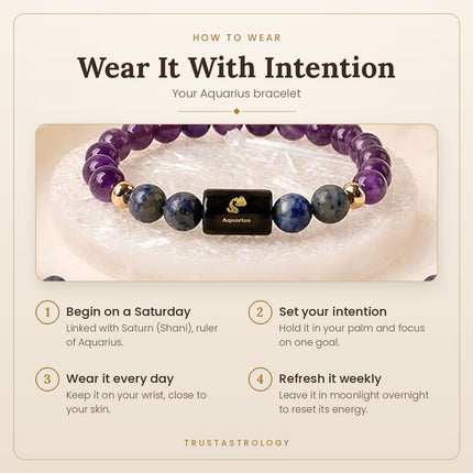 Aquarius Zodiac Amethyst & Lapis Lazuli Band – how to wear and best day