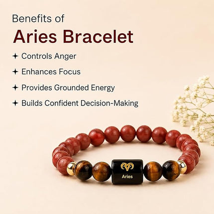 Aries Zodiac Red Jasper & Tiger Eye Band – benefits