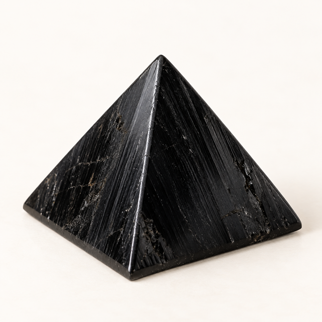 100% Pure Black Tourmaline Crystal Pyramid — clean product view