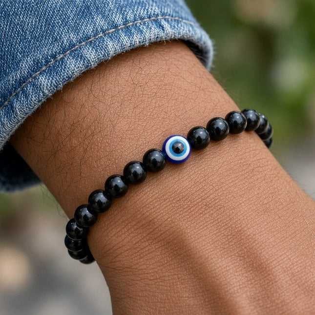 Evil Eye Energy Bracelet with Black Obsidian - TrustAstrology
