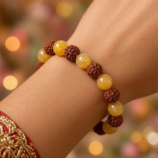 Sawan Siddh Yellow Aventurine Rudraksha Band - TrustAstrology