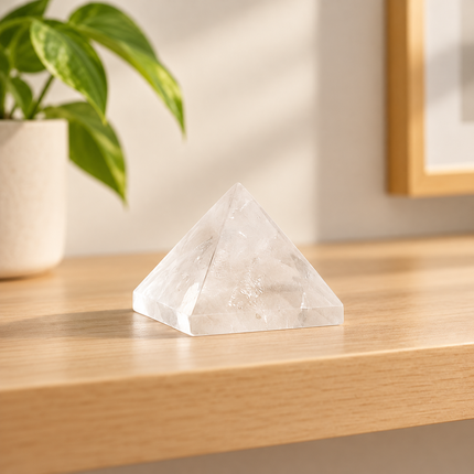 100% Pure Sphatik Crystal Pyramid — placement example