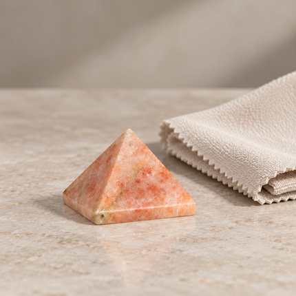100% Pure Sun Gemstone Crystal Pyramid — safe care guidance