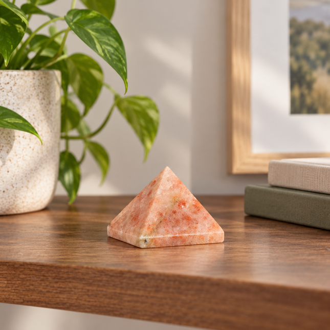 100% Pure Sun Gemstone Crystal Pyramid — placement example