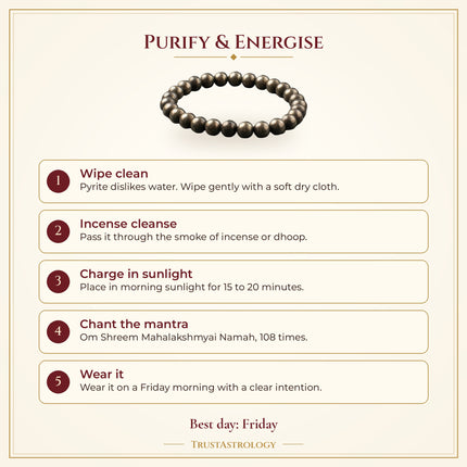 How to purify and energise the Women's Pyrite Band (6mm Beads) – TrustAstrology guide