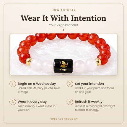 Virgo Zodiac Carnelian & Milky Quartz Band – how to wear and best day