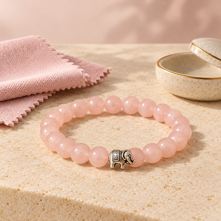 Women's Rose Quartz Band (6mm Beads) — safe care guidance